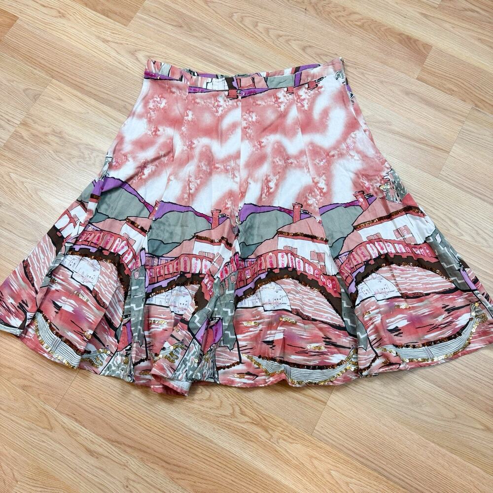 Womenโs Skirt Vintage 80s 90s Kaktus XL Pink Boho Hippie Art To Wear Festival
